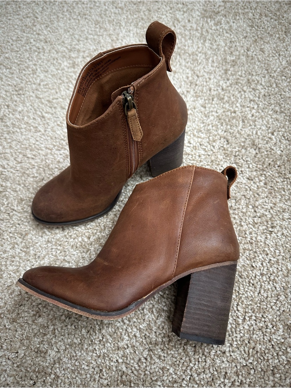Nordstrom Brown Leather Block Heel Ankle Booties